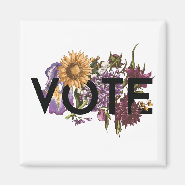 Vintage SolrosBlommigt Elegant Feminine Go Vote Magnet (Framsidan)