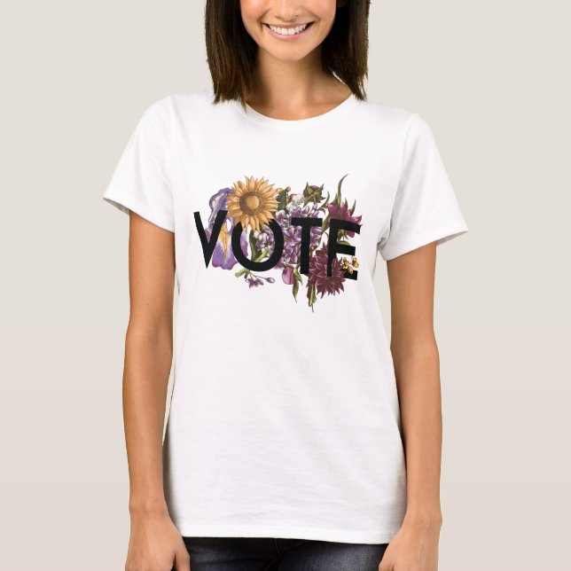 Vintage SolrosBlommigt Elegant Feminine Go Vote T Shirt (Framsida)