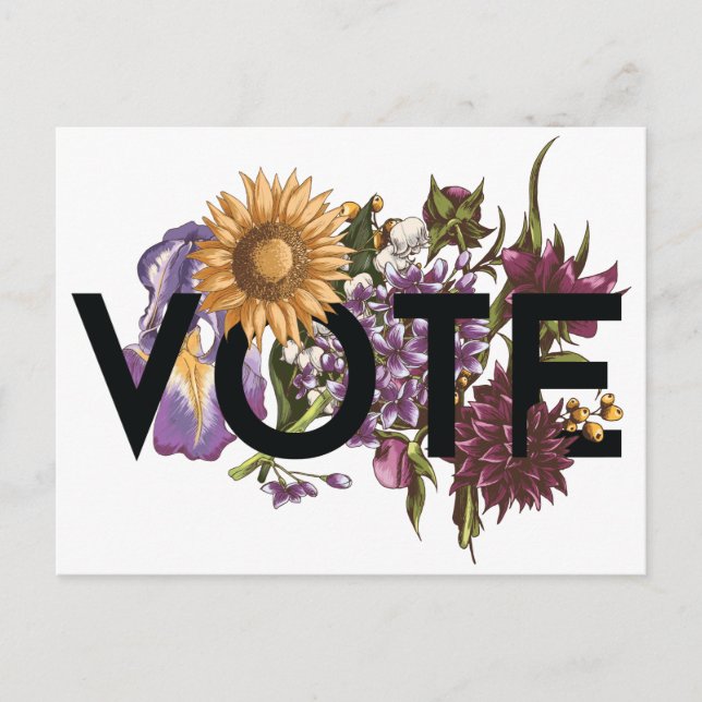Vintage SolrosBlommigt Elegant Feminine Go Vote Vykort (Framsida)