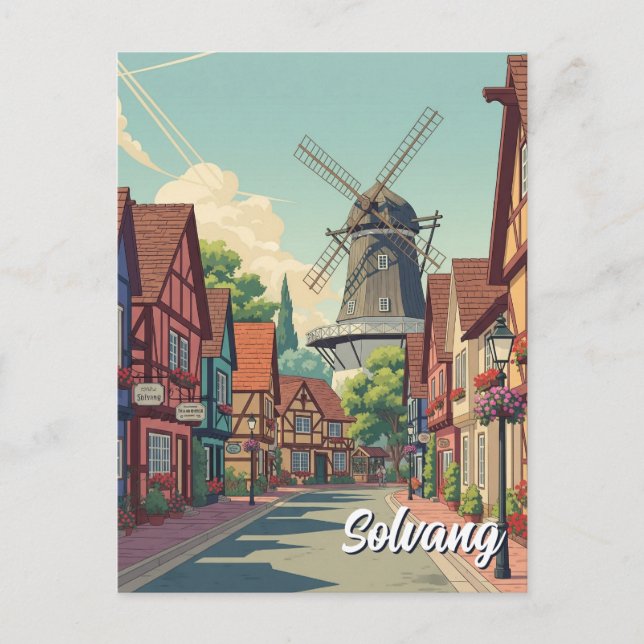 Vintage Solvang California Vykort (Framsida)