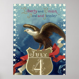 Vintage som är patriotisk 4th Juli, örn med Poster