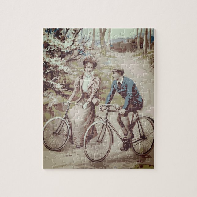 Vintage som cyklar cykeltrycket pussel (Vertikal)