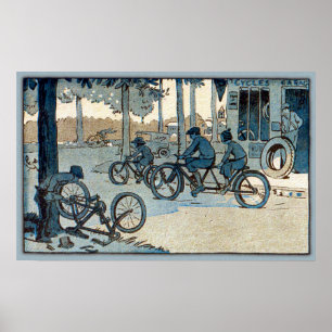 Vintage som cyklar trycket poster