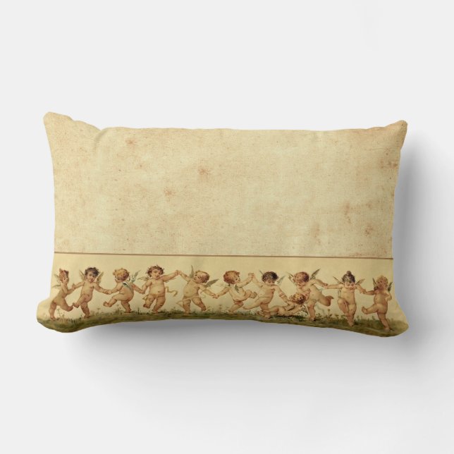 Vintage som dansar sött lyckligt Cherubs Lumbarkudde (Framsida)