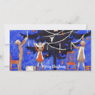 Vintage som dekorerar Julgran Julkort