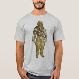 Vintage som leker Diver med Dyving Helmet och Bält T Shirt