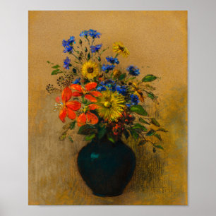 Vintage som målar Wildblommor Poster