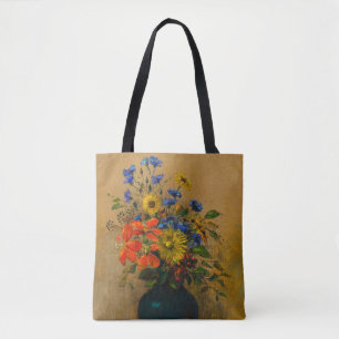Vintage som målar Wildblommor Tygkasse