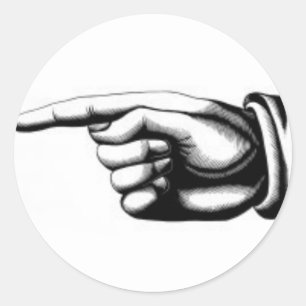 Vintage som pekar på hand 2 runt klistermärke