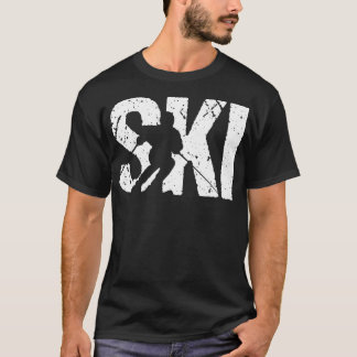 Vintage som skidar roliga vintersporter med gåvor t shirt