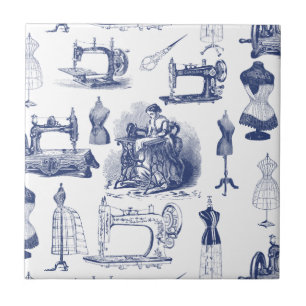 Vintage som syr Toile Kakelplatta