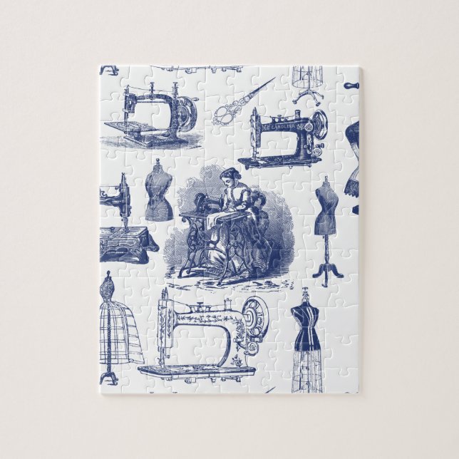 Vintage som syr Toile Pussel (Vertikal)