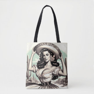 Vintage Sombrero Pinup-dam Tygkasse