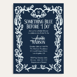 Vintage Something Blue Blommig Bröllopsdusch Inbjudningar