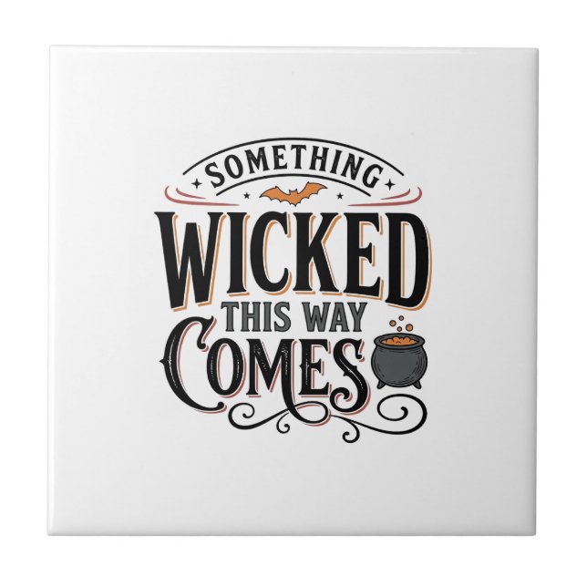 Vintage Something Wicked Halloween-tröja Design_1 Kakelplatta (Framsidan)