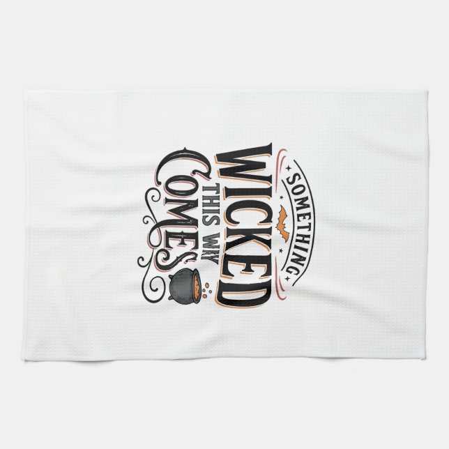 Vintage Something Wicked Halloween-tröja Design_1 Kökshandduk (Horisontell)