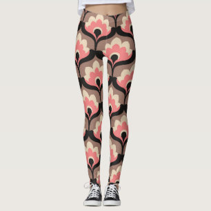 Vintage Sömlös Blommigt Flower Mönster Leggings