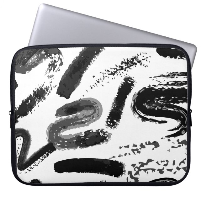 Vintage sömlös, handmålad vattenfärgstorr pensel laptop fodral (Framsidan)
