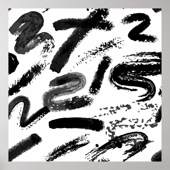 Vintage sömlös, handmålad vattenfärgstorr pensel poster (Framsidan)