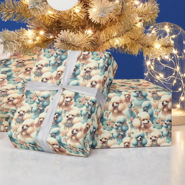 Vintage Sömlös illustration av Pudel Presentpapper (Helgdagar)