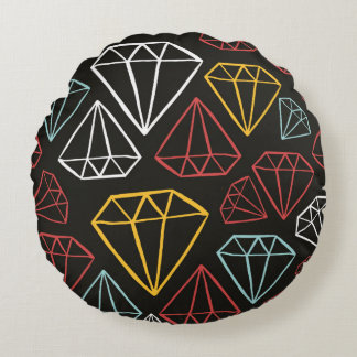 vintage sömlös mönster, inslag med diamantdesign rund kudde