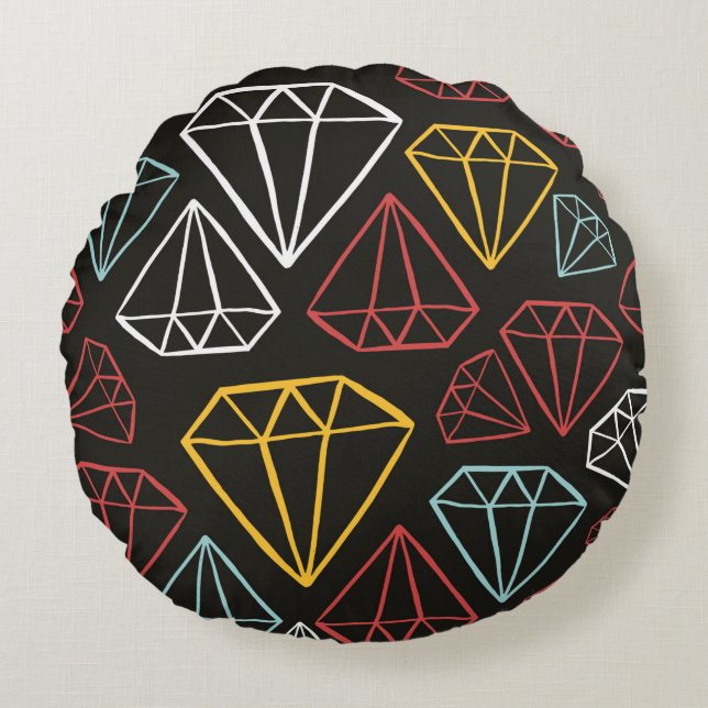 vintage sömlös mönster, inslag med diamantdesign rund kudde (Framsidan)