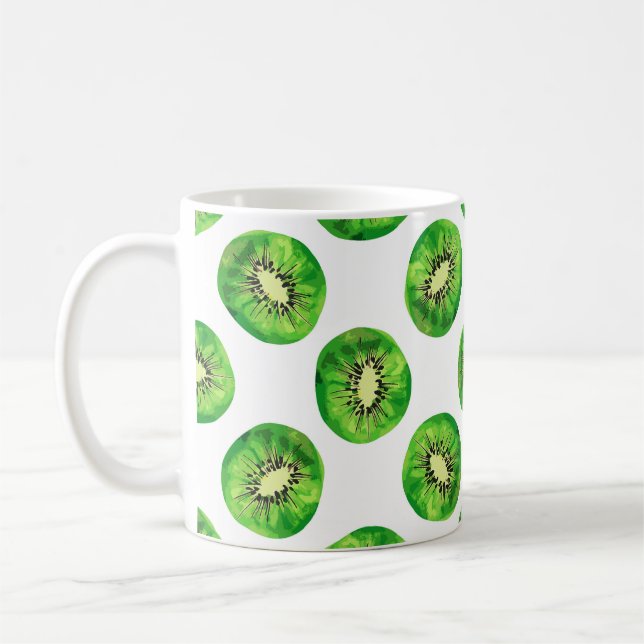 vintage Sömlös mönster kiwi illustrationshandbok d Kaffemugg (Vänster)