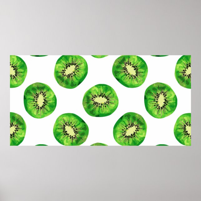 vintage Sömlös mönster kiwi illustrationshandbok d Poster (Framsidan)
