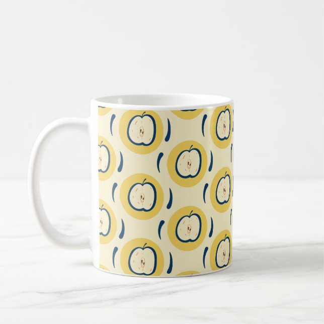 Vintage sömlös mönster med äpple.  kaffemugg (Vänster)