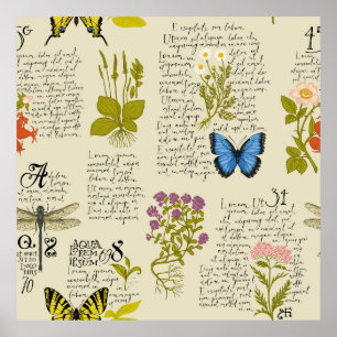 Vintage sömlös mönster med handskriven text Lor Poster