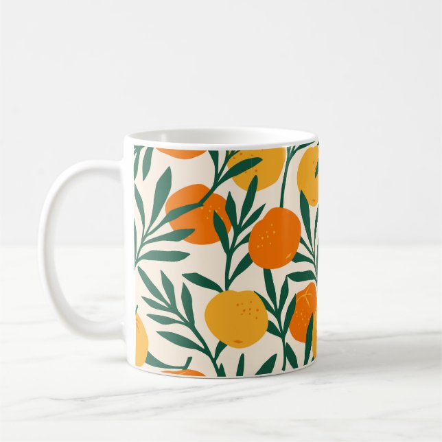 Vintage sömlös mönster med mandariner. Trendig ha Kaffemugg (Vänster)