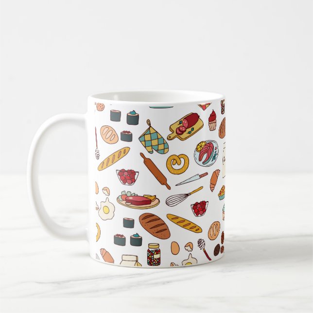 vintage sömlös mönster med mat. kaffemugg (Vänster)