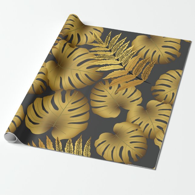Vintage Sömlös tropiska mönster, ljust tropiska Presentpapper (Utrullad)
