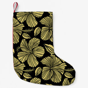 Vintage Sömlösa tropiska hibiscus-blommor Liten Julstrumpa