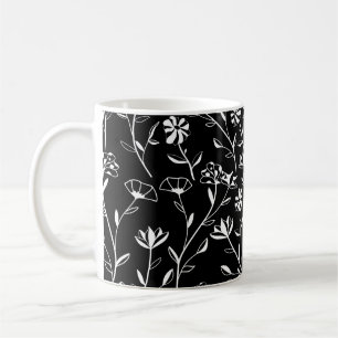 Vintage Sömlöst Blommönster för kontur. Hand Draw Kaffemugg