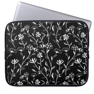 Vintage Sömlöst Blommönster för kontur. Hand Draw Laptop Fodral