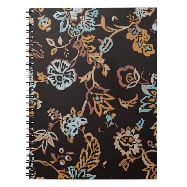 Vintage Sömlöst Blommönster. Hand plockade Textur Anteckningsbok (Framsidan)