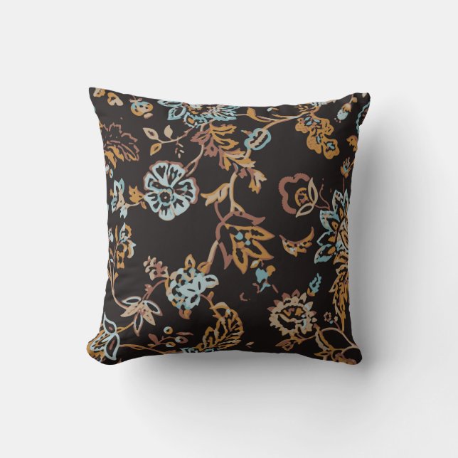 Vintage Sömlöst Blommönster. Hand plockade Textur Kudde (Framsida)