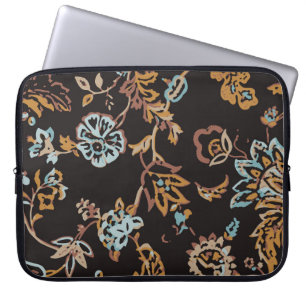 Vintage Sömlöst Blommönster. Hand plockade Textur Laptop Fodral
