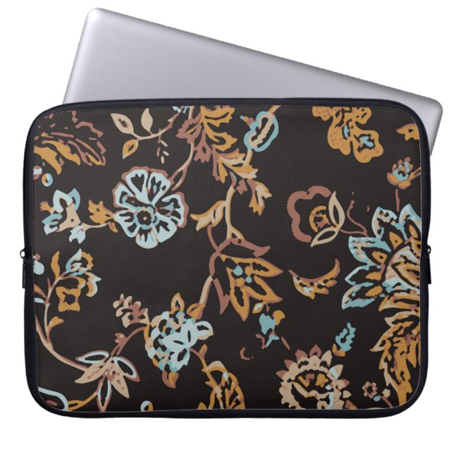 Vintage Sömlöst Blommönster. Hand plockade Textur Laptop Fodral (Framsidan)