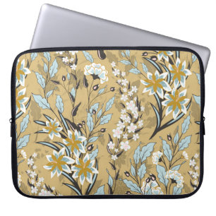 Vintage sömlöst blommönster på en svart bakgrav laptop fodral