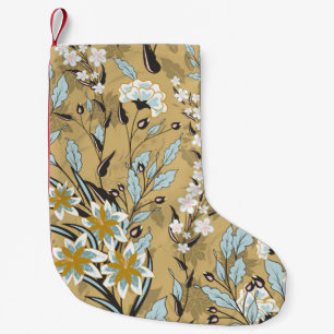 Vintage sömlöst blommönster på en svart bakgrav liten julstrumpa