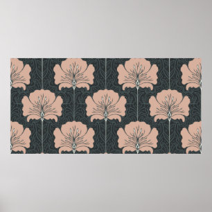 Vintage sömlöst mönster med rosa blommor. Art. nr Poster