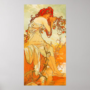 Vintage Sommar av Alphonse Mucha Poster