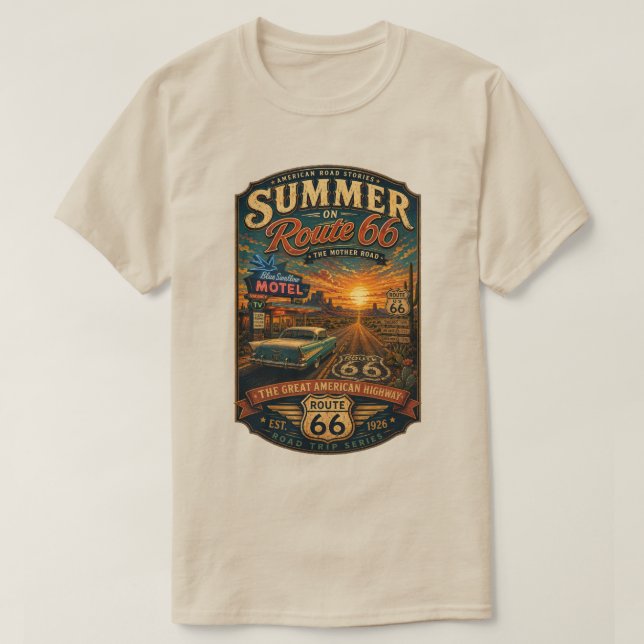 Vintage sommar på Route 66 T Shirt (Design framsida)