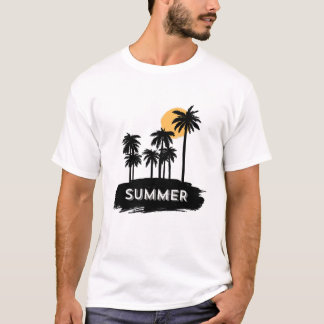 Vintage sommar palmträd siluett strand grafik t shirt