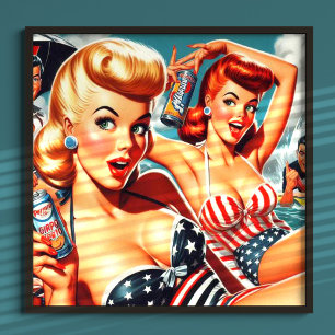 Vintage Sommar-Pinup Poster