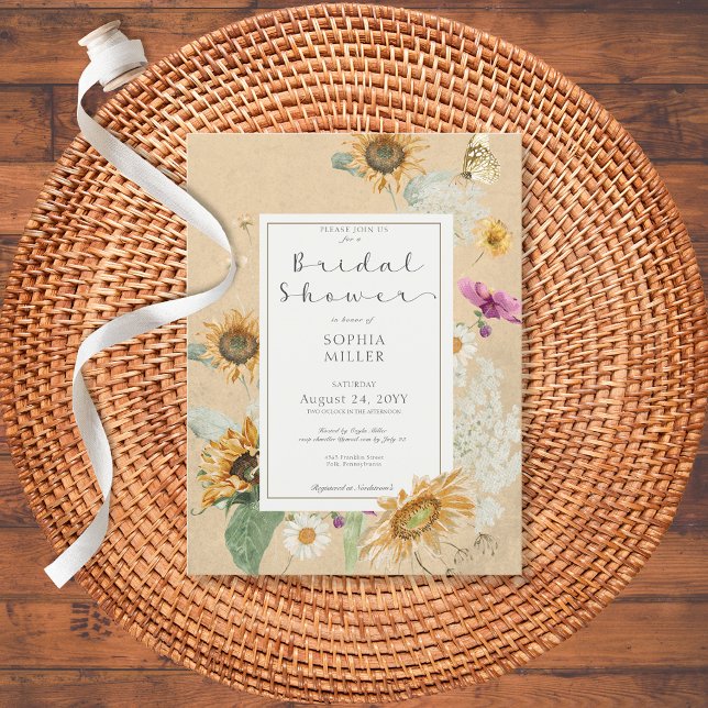 Vintage sommar solros blomsterdusch inbjudan (Skapare uppladdad)