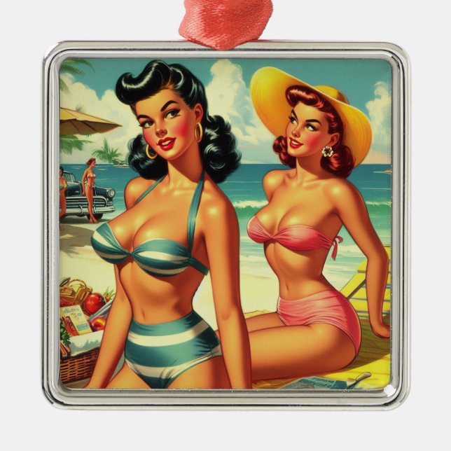 Vintage Sommarbuss-stift Julgransprydnad Metall (Framsidan)