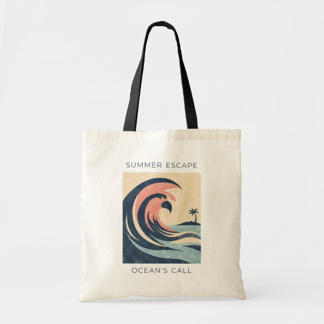 Vintage sommarflykt Ocean Wave Retro Surf Grafik Tygkasse (Framsidan)
